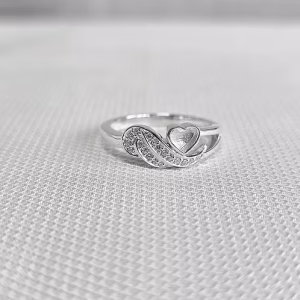 Angel wing heart ring